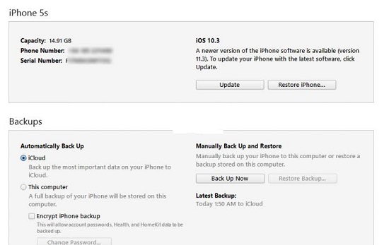 cap nhat iOS 11.3 bang iTunes