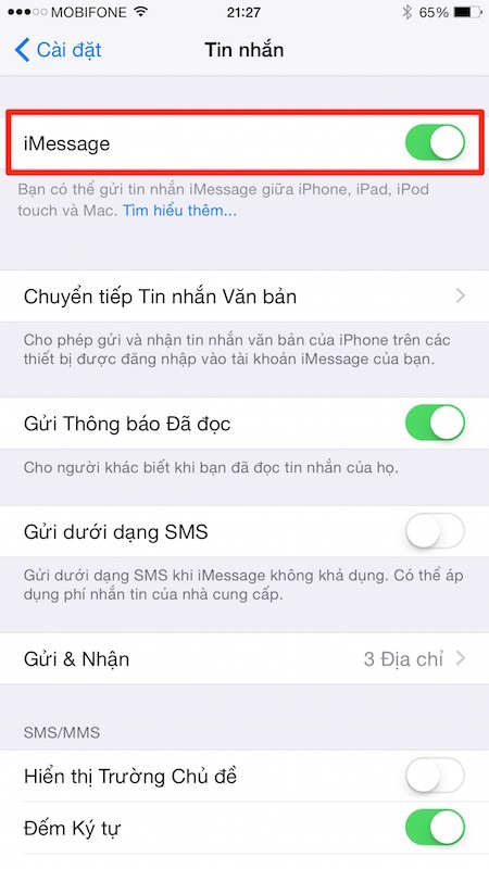 Kiểm tra cài đặt tin nhắn SMS trên iphone 11