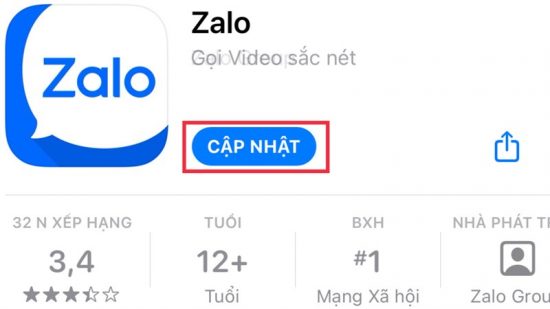 Cập nhật phiên bản mới nhất ứng dụng Zalo